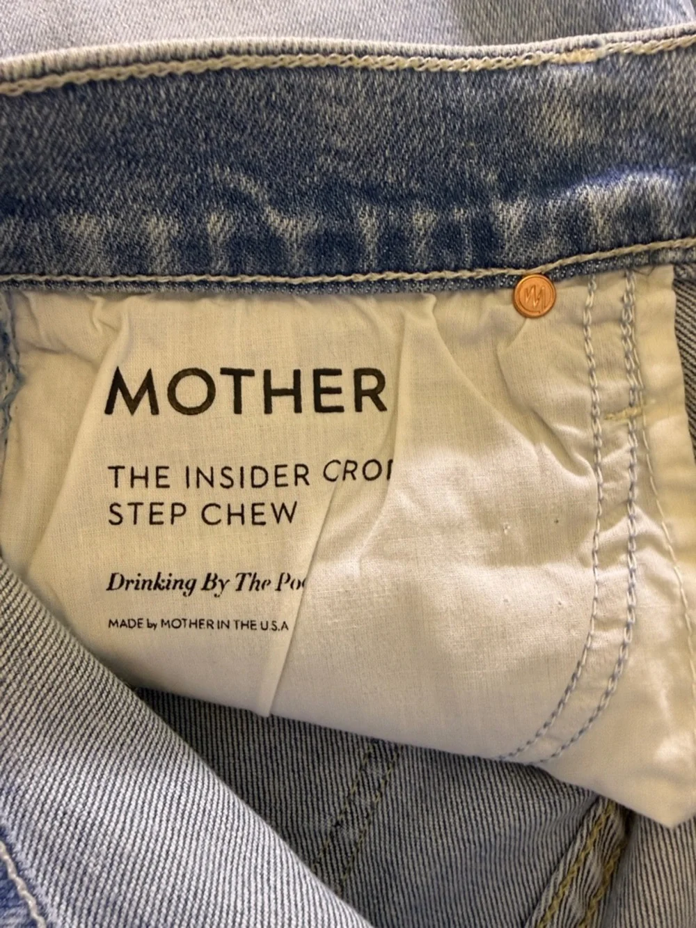 MOTHER Insider Crop Step Fray Jeans Drinking By The Pool Wash Size 29 - Picture 8 of 14